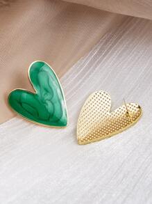 心形耳钉 情人节 - 綠色 - 查看 2
