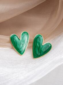 心形耳钉 情人节 - 綠色 - 查看 4