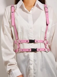 1入組女士環鏈龐克背帶腰帶適用於裝飾用品 - 粉色 - 查看 1