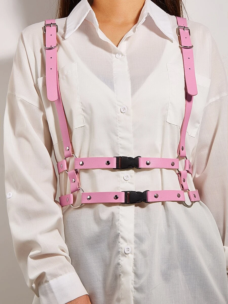 1入組女士環鏈龐克背帶腰帶適用於裝飾用品 - 粉色 - 查看 1