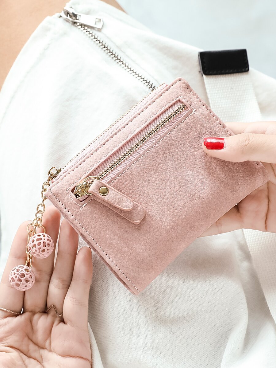 Stitch Detail Small Wallet - Pink - View 1