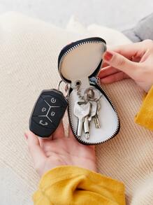 Mini PU leather cute cartoon Graphic car keycase wallet, fashionable and versatile keychain bag for both men and women, multifunctional waist lock key storage bag Case, Key Protector - Multicolor - View 7