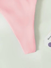 Swim Basics 夏季海滩环扣丁字裤比基尼泳裤丁字裤比基尼，度假泳装 - 粉色 - 查看 4