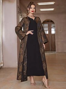 Al Najma Floral Pattern Belted Abaya - Multicolor - View 3