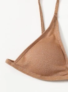 Bikini triangular brillante con brillo - Camel - Ver 4