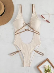 SHEIN Swim Summer Beach Cut-Out One Piece Swimsuit