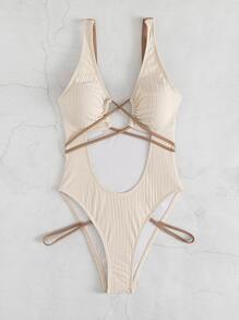 SHEIN Swim Summer Beach Cut-Out One Piece Swimsuit