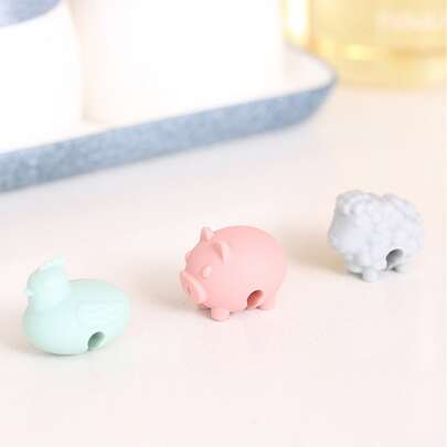 1pc Silicone Random Color Anti-overflow Pot Holder,Cartoon Cute Pig Shaped Splash-Proof Pot Lid Holder,Creative Kitchen Tool