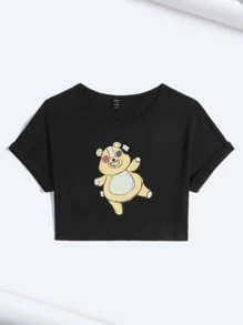 Julia Chen Camiseta corta con estampado de dibujos animados - Negro - Ver 1