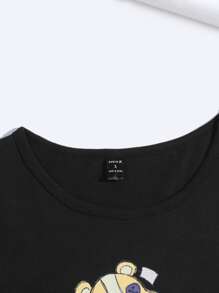 Julia Chen Camiseta corta con estampado de dibujos animados - Negro - Ver 4