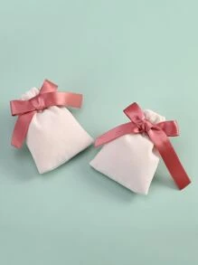5pcs Plain Bow Decor Gift Bag - Beige - View 1