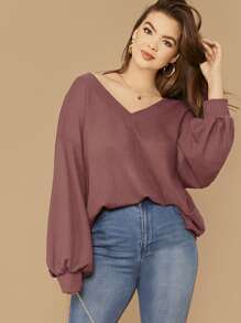 SHEIN LUNE Áo thun Plus size màu trơn Hồng Giải trí - Cà phê nâu - Xem 1