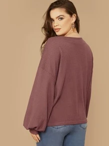 SHEIN LUNE Áo thun Plus size màu trơn Hồng Giải trí - Cà phê nâu - Xem 2