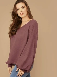 SHEIN LUNE Áo thun Plus size màu trơn Hồng Giải trí - Cà phê nâu - Xem 3