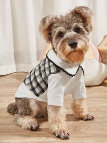 格紋印花寵物外套 - 黑與白 - 查看 1