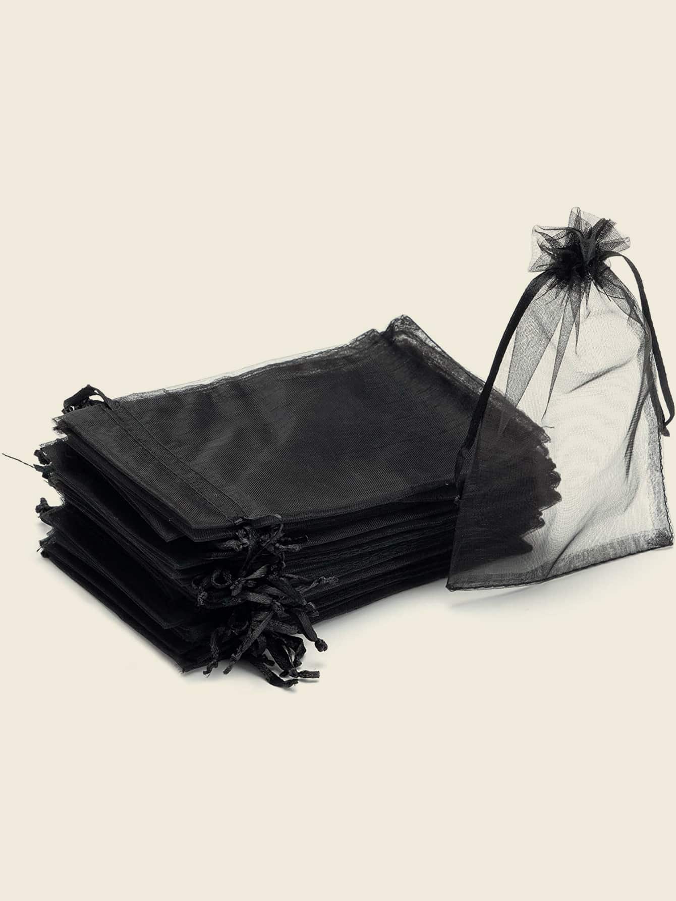 kumozawa 10pcs/100pcs Gift Tulle Bags Jewelry Treats Pouch Packaging Bags,Christmas - Black - View 1