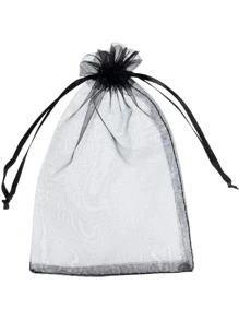 kumozawa 10pcs/100pcs Gift Tulle Bags Jewelry Treats Pouch Packaging Bags,Christmas - Black - View 4