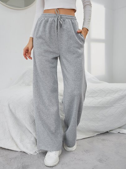 SHEIN LUNE Women Sweatpants Kolor Kantong Plain
