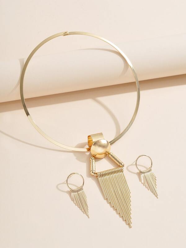 Tassel Decor Drop Earrings & Necklace SHEIN USA