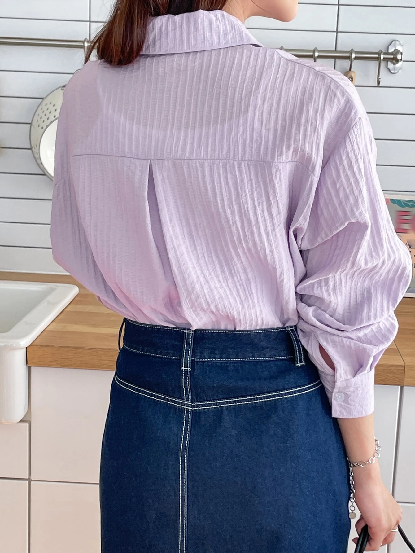 Solid Pocket Front Drop Shoulder Blouse