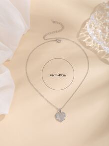 Collar colgante de corazón - Plateado - Ver 3