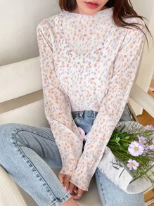 DAZY 小碎花打摺上衣 - 彩色 - 查看 6