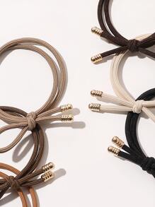 6个打结装饰发圈休闲马尾辫发圈橡皮筋发绳发圈，发饰发带头饰弹力发圈 - 彩色 - 查看 2