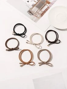 6个打结装饰发圈休闲马尾辫发圈橡皮筋发绳发圈，发饰发带头饰弹力发圈 - 彩色 - 查看 4