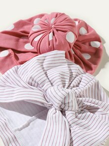 2 cái bọc đầu in sọc cho bé - Màu Hồng  Dưa hấu - Xem 3