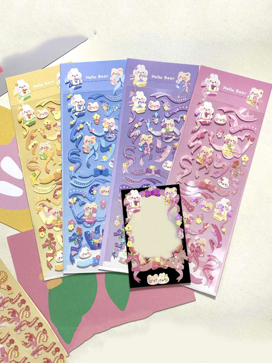 1入組卡通圖案隨機貼紙 - 彩色 - 查看 1