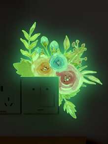 1pc Flower Pattern Glow-In-The-Dark Switch Sticker - Multicolor - View 1