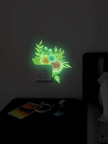 1pc Flower Pattern Glow-In-The-Dark Switch Sticker - Multicolor - View 3