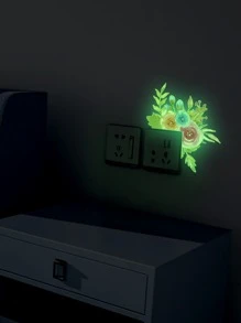 1pc Flower Pattern Glow-In-The-Dark Switch Sticker - Multicolor - View 4