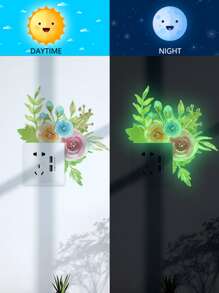 1pc Flower Pattern Glow-In-The-Dark Switch Sticker - Multicolor - View 6