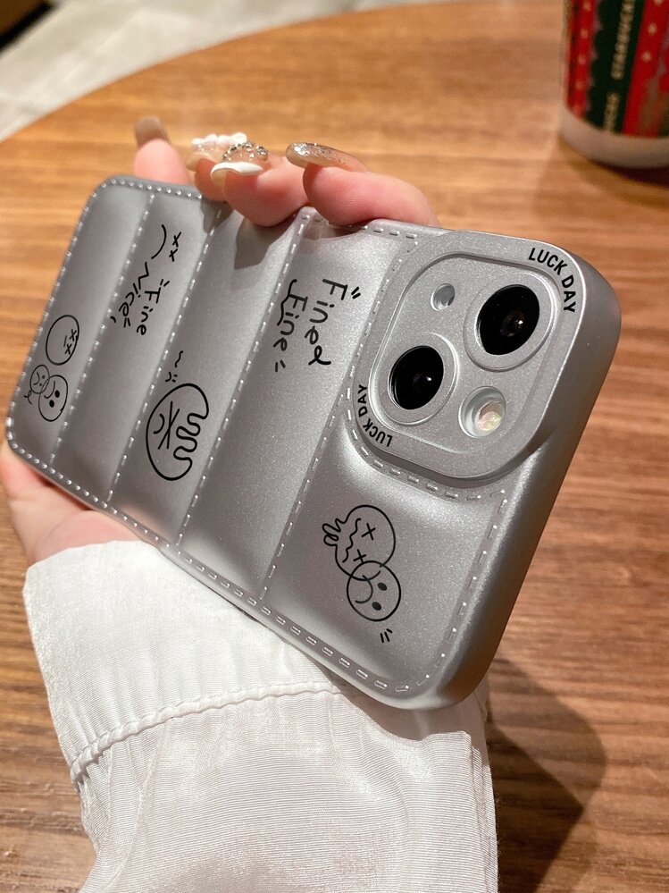 Cartoon Doll Padded Coat Tpu Painting Phone Case, Compatible With Apple Iphone Series (7 Plus, X, Xr, Xs Max, 11, 11 Pro, 11 Pro Max, 12, 12 Pro, 12 Pro Max, 13, 13 Pro, 13 Pro Max, 14, 14 Pro, 14 Pro Max) - Silver - View 3