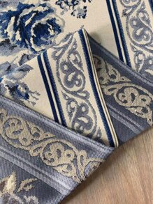 Floral Embroidered Table Runner - Blue - View 7