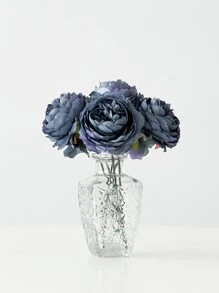 12/24 Stück künstliche Pfingstrosenblumen mit Stielen, geeignet für Hochzeitsfeier-Dekoration, Tortendekoration, Wohnzimmer- und Esstisch-Dekoration, Kunstpflanzen, Herbstdekoration, Raumdekoration, Schreibtischdekoration, Gartendekoration usw. - marineblau - Übersicht 3