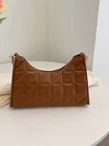 經典鍊條方包袋,手提袋,肩背袋,極簡主義,輕便,便攜,適用於女性、新手和白領工作者,適用於教師禮物,適用於女孩,適用於女士手提袋,適用於工作、商務、通勤、購物 - 棕色 - 查看 2