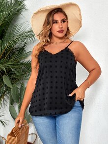 Áo hai dây Plus Size màu trơn Giải trí - màu đen - Xem 3