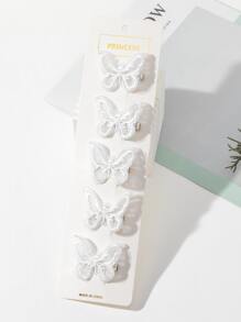 可爱的儿童蝴蝶发夹，适合日常佩戴 - 白色 - 查看 3