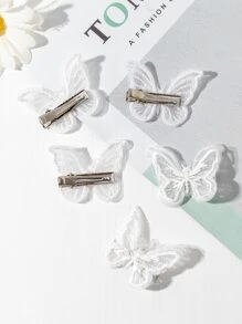可爱的儿童蝴蝶发夹，适合日常佩戴 - 白色 - 查看 2