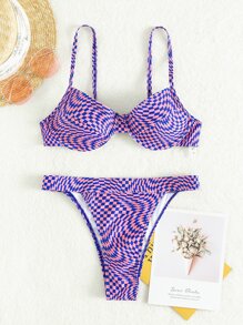 Bikini kẻ sọc nâng ngực cho bãi biển mùa hè - Nhiều màu - Xem 3