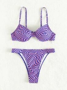 Bikini kẻ sọc nâng ngực cho bãi biển mùa hè - Nhiều màu - Xem 4