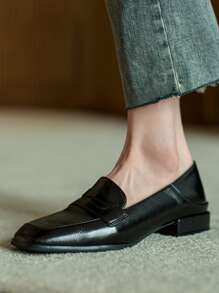 Fall/Winter 2-Way Vintage Flat Loafers For Women, Chunky Heel Casual Square Toe Mule Shoes