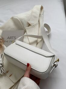 PU Solid Color Multi-Pocket Women's Shoulder Bag, And Versatile, Minimalist Style Women Bag, Business Casual Women Bag, Perfect For Office, Business And Work, Business Casual Woman Bag Perfect For Office Business And Work - White - View 2