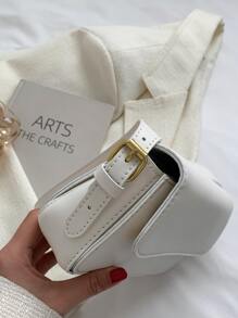 PU Solid Color Multi-Pocket Women's Shoulder Bag, And Versatile, Minimalist Style Women Bag, Business Casual Women Bag, Perfect For Office, Business And Work, Business Casual Woman Bag Perfect For Office Business And Work - White - View 3