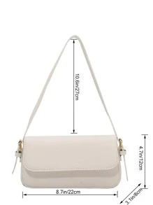 PU Solid Color Multi-Pocket Women's Shoulder Bag, And Versatile, Minimalist Style Women Bag, Business Casual Women Bag, Perfect For Office, Business And Work, Business Casual Woman Bag Perfect For Office Business And Work - White - View 5