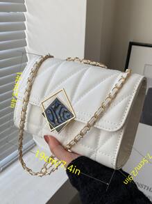 女士时尚休闲迷你绗缝单肩手提包 - 白色 - 查看 3