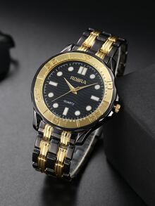 1pc Men Round Pointer Quartz Watch & 2pcs Bracelet - Multicolor - View 2