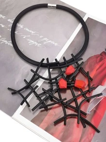 Vòng cổ trang trí hình học bất đối xứng - màu đen - Xem 1